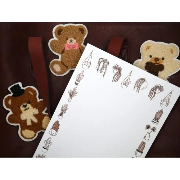 Teddy Bear Fuzzy Iron-On Embroidered Patch Pack (Set of 5) - Picture 2 of 4